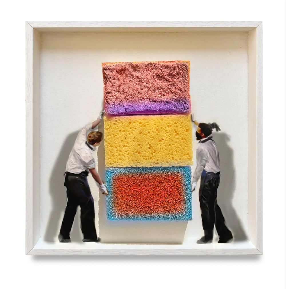Golsa Golchini, Mark Rothko Mini Sponges, hand-painted sponges, framed.