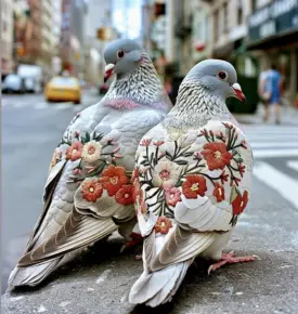 Rats With Wings? Not These! AI Embroidered Live Pigeons by Veronique