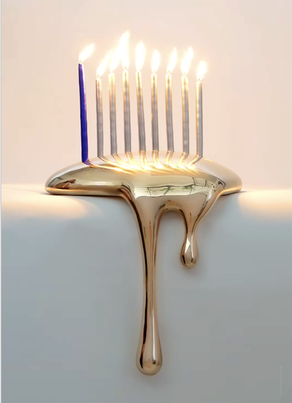 modern brass menorah