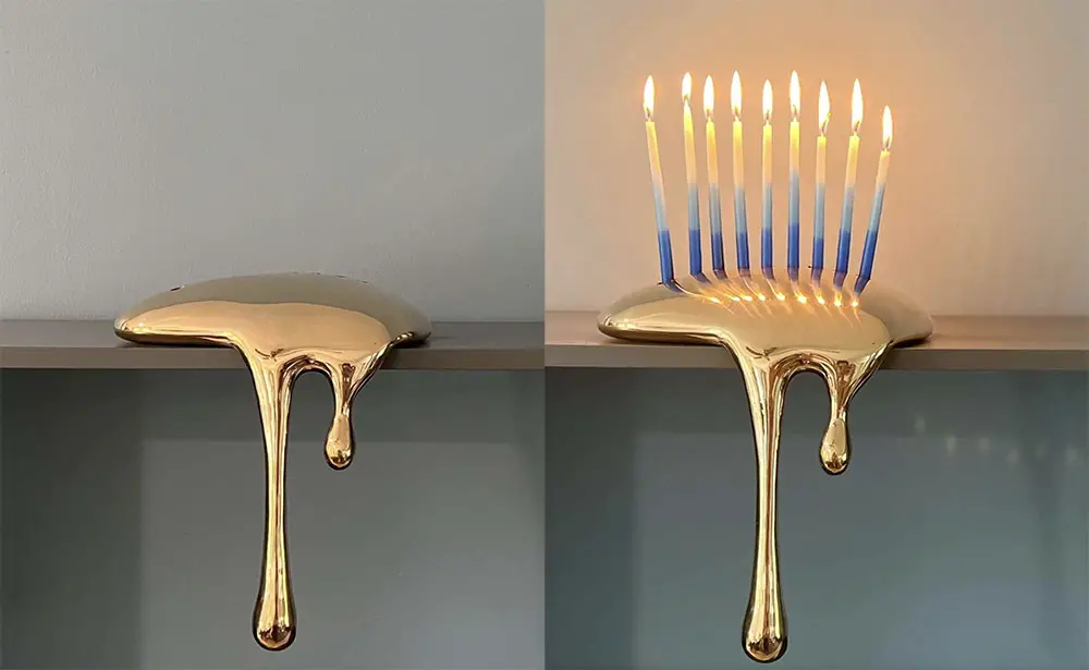 linger menorah with and without candles